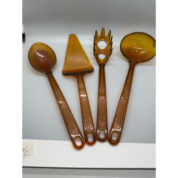 Vintage UltraTemp Amber Kitchen Utensils Robinson Knife Co Made in USA Set of 4 - Picture 2 of 8